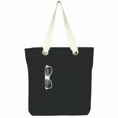 Blank Commuter 12 oz Canvas Tote Bag | Black Travel Gusseted Bookstore (14x16x4)