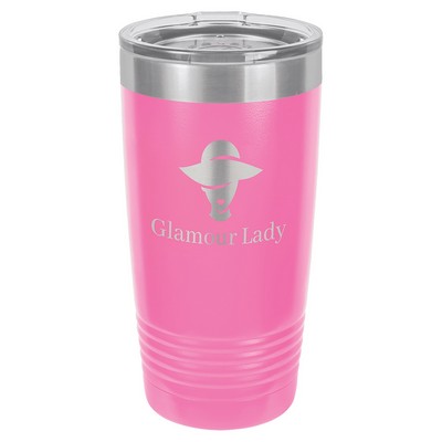 Polar Camel 20 oz. Pink Vacuum Insulated Ringneck Tumbler with Clear Lid