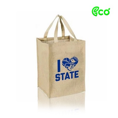 Ecofriendly Jute Grocery Tote with Cotton Webbed Handles